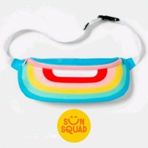 SUN SQUAD Rainbow Fanny Pack 2 Can Cooler NWT!